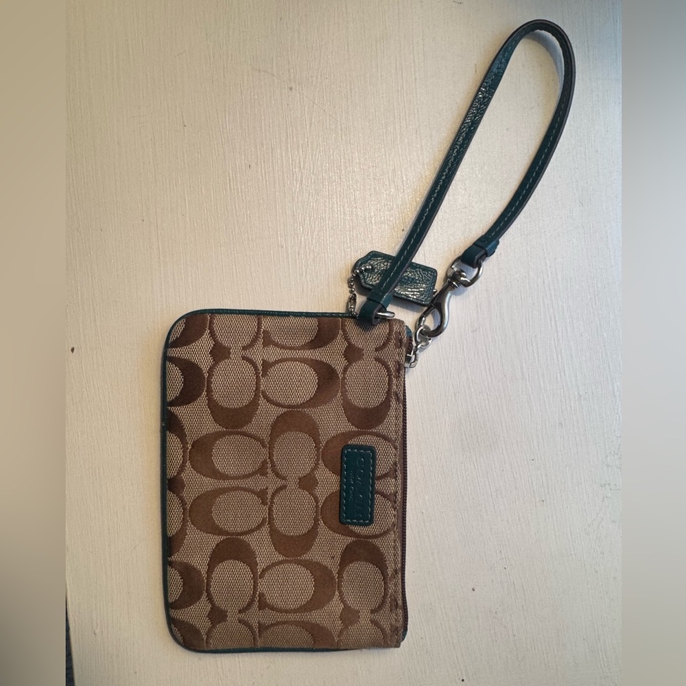 Coach Brown and Tan Wristlet
